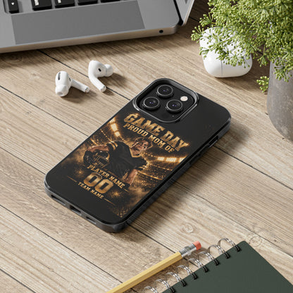Personalized Game Day Proud Mom Photo Phone Case – Black & Gold