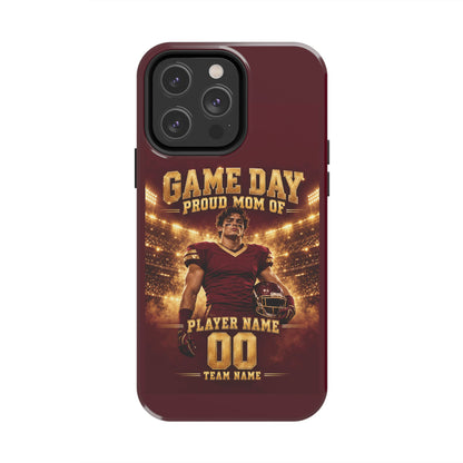 Personalized Game Day Proud Mom Photo Phone Case – Burgundy & Gold