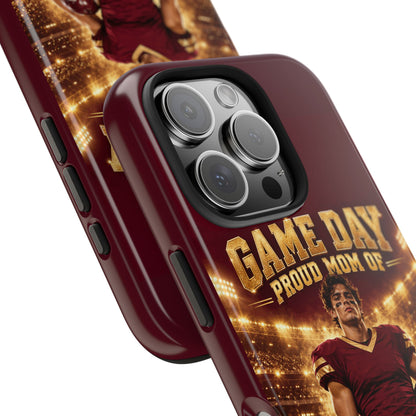 Personalized Game Day Proud Mom Photo Phone Case – Burgundy & Gold