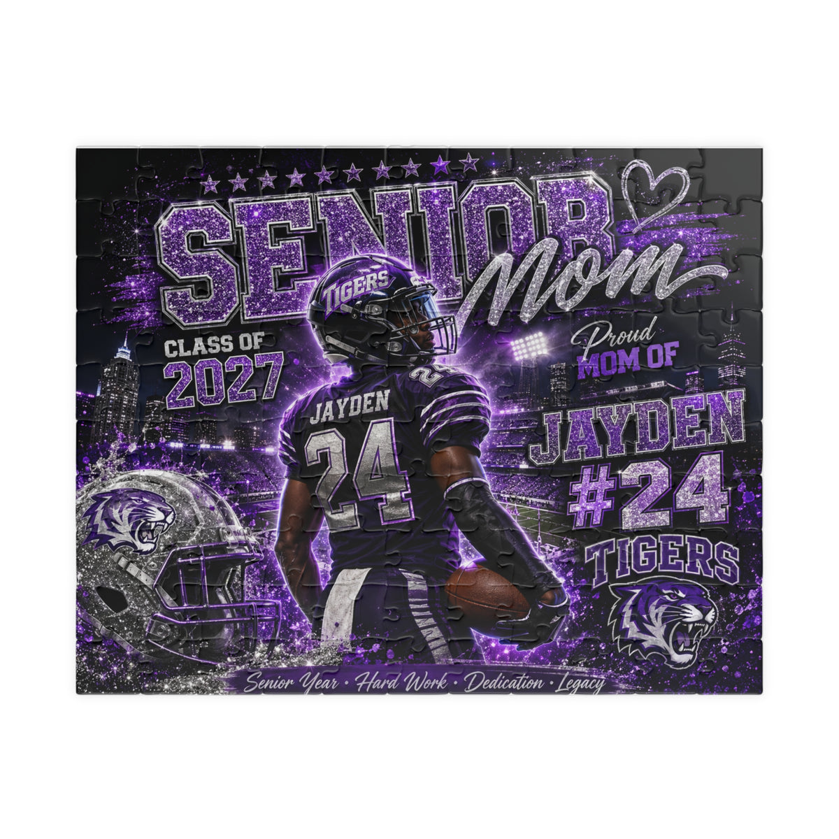 Personalized Senior Mom Football Puzzle, Custom Photo Player Gift, Class of 2027 Senior Night Gift, Football Mom Keepsake