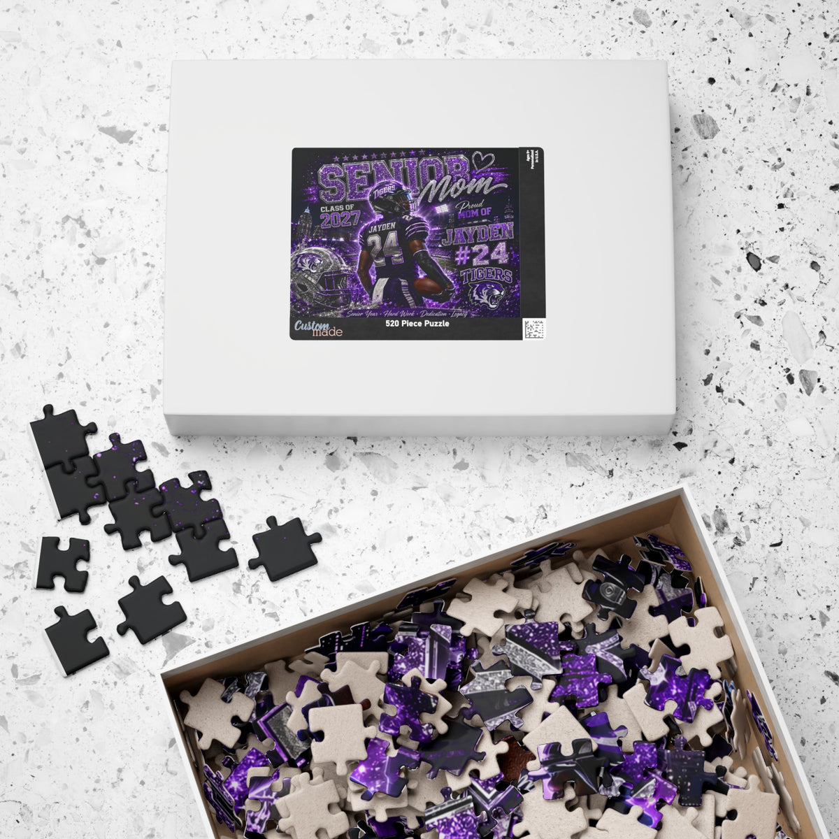 Personalized Senior Mom Football Puzzle, Custom Photo Player Gift, Class of 2027 Senior Night Gift, Football Mom Keepsake