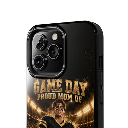 Personalized Game Day Proud Mom Photo Phone Case – Black & Gold