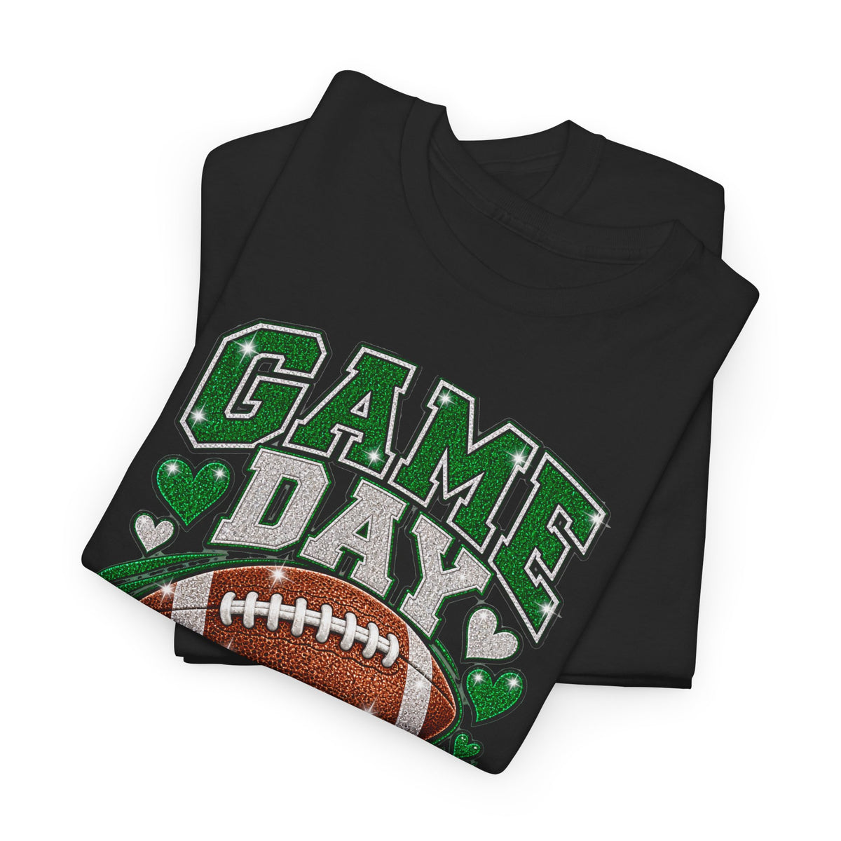 Personalized Game Day Football Grandma Shirt — Emerald Silver