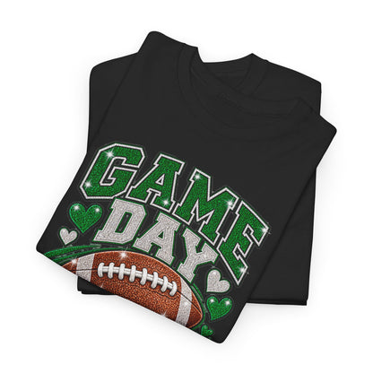 Personalized Game Day Football Grandma Shirt — Emerald Silver