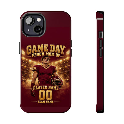 Personalized Game Day Proud Mom Photo Phone Case – Burgundy & Gold