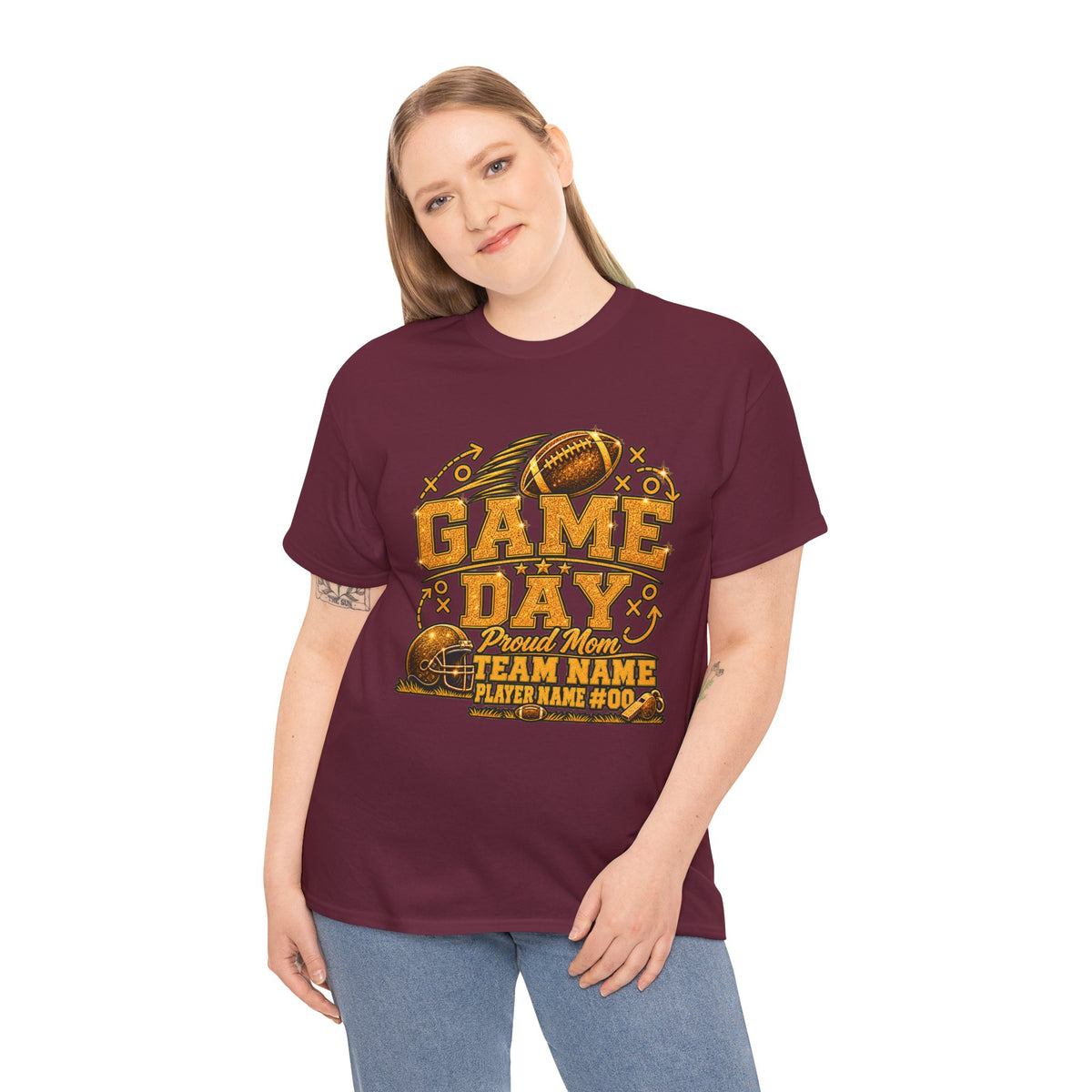 Personalized Football Mom Shirt, Game Day Proud Mom Tee, Senior Mom 2027 Shirt, Custom Player Name Number, Glitter Effect Football Gift