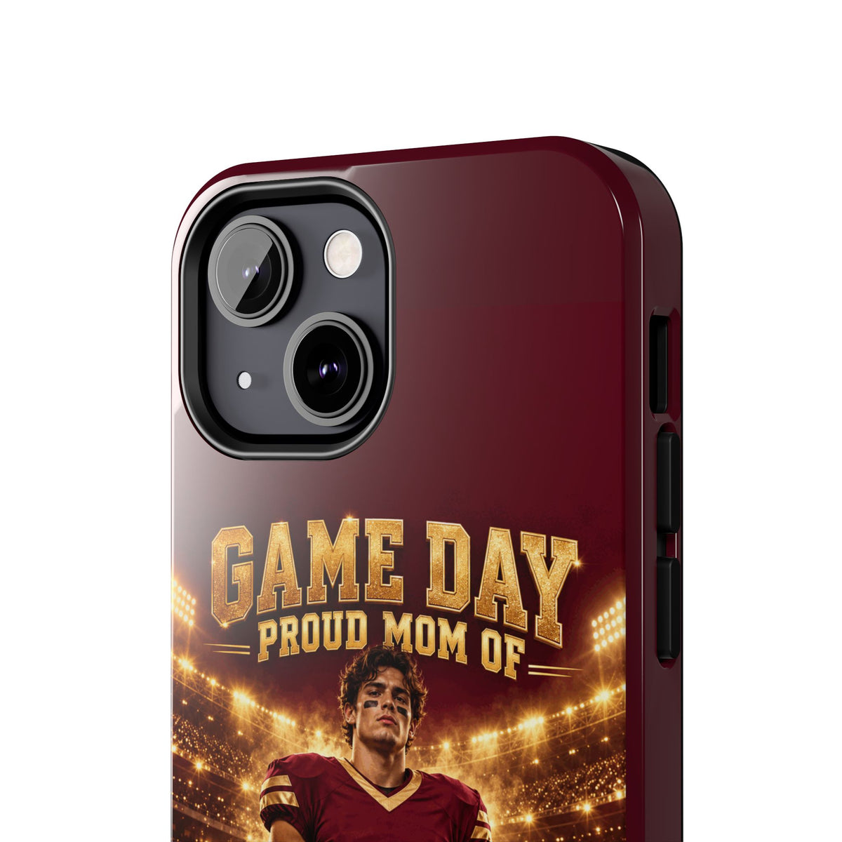 Personalized Game Day Proud Mom Photo Phone Case – Burgundy & Gold