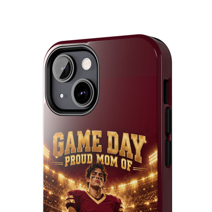 Personalized Game Day Proud Mom Photo Phone Case – Burgundy & Gold