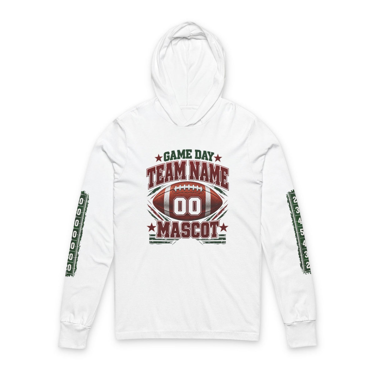 Game Day Football Hoodie Tee — Custom Team Name & Mascot (Number 00)