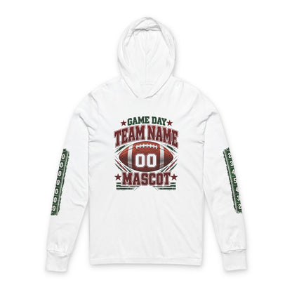 Game Day Football Hoodie Tee — Custom Team Name & Mascot (Number 00)