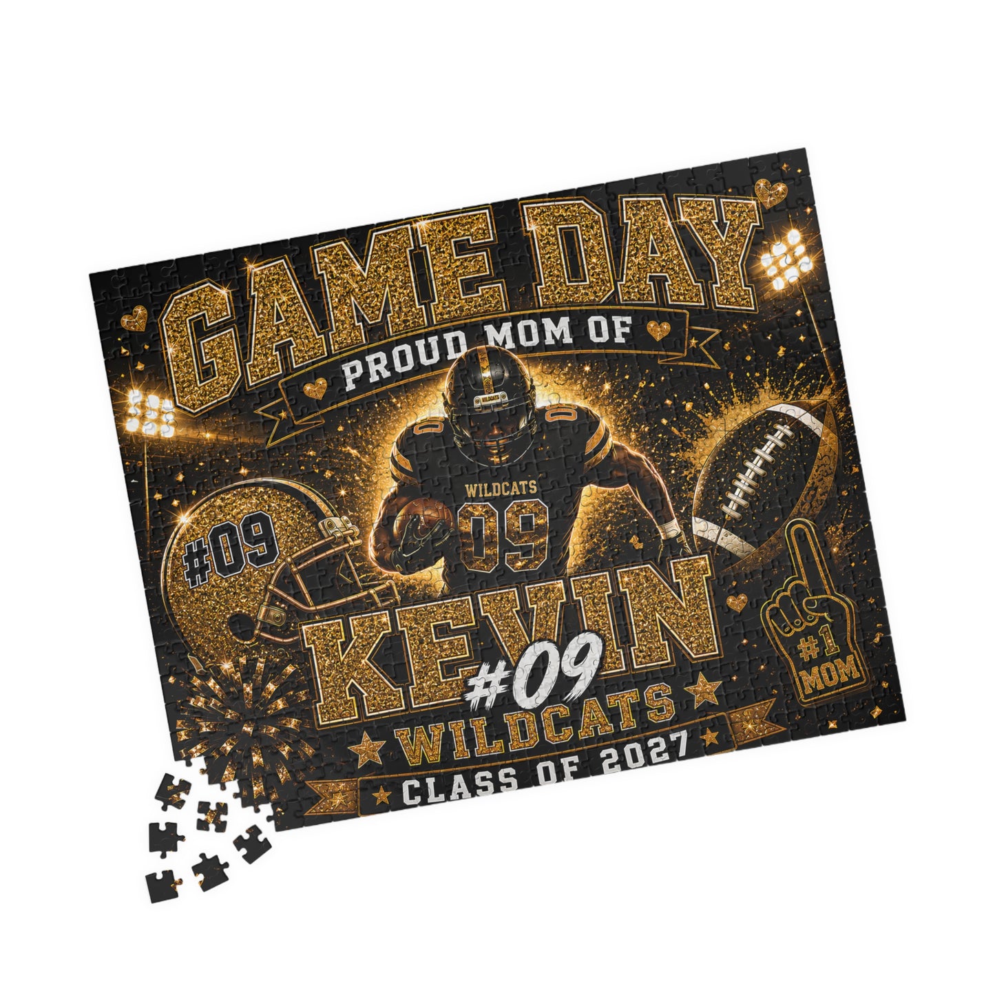 Personalized Football Mom Puzzle, Game Day Senior Mom Gift, Custom Player Name Number Team, Class of 2027 Football Gift
