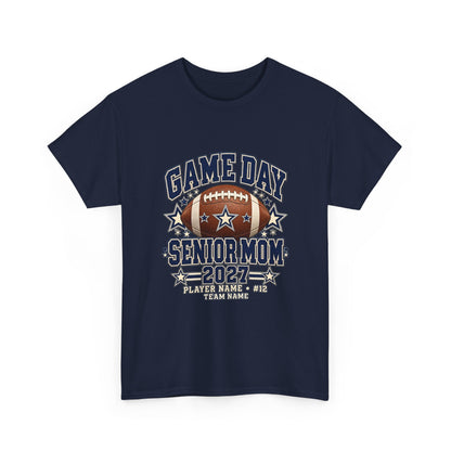 Personalized Game Day Senior Mom Shirt — Navy Silver Custom Year