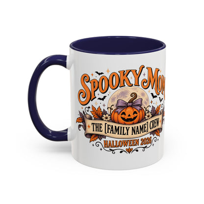 Personalized Spooky Mom Halloween Mug, Custom Family Name Coffee Cup, Halloween Mom Gift, Pumpkin Mug, Fall Gift for Mom