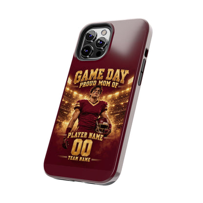 Personalized Game Day Proud Mom Photo Phone Case – Burgundy & Gold