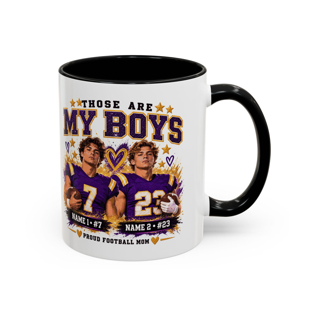 Personalized Those Are My Boys Photo Mug – Custom Football Players Names & Numbers