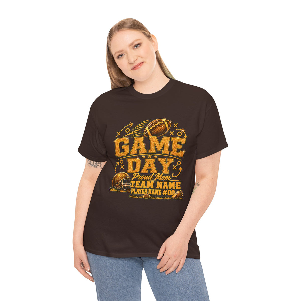 Personalized Football Mom Shirt, Game Day Proud Mom Tee, Senior Mom 2027 Shirt, Custom Player Name Number, Glitter Effect Football Gift