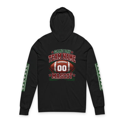Game Day Football Hoodie Tee — Custom Team Name & Mascot (Number 00)