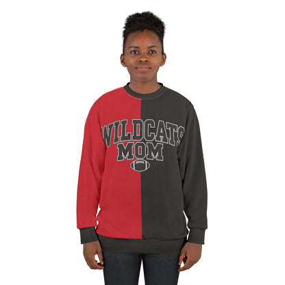 Personalized Wildcats Mom Two Tone Sweatshirt – Black & Red, Custom Player Name Number