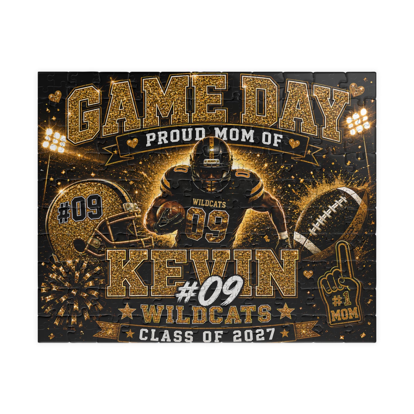 Personalized Football Mom Puzzle, Game Day Senior Mom Gift, Custom Player Name Number Team, Class of 2027 Football Gift