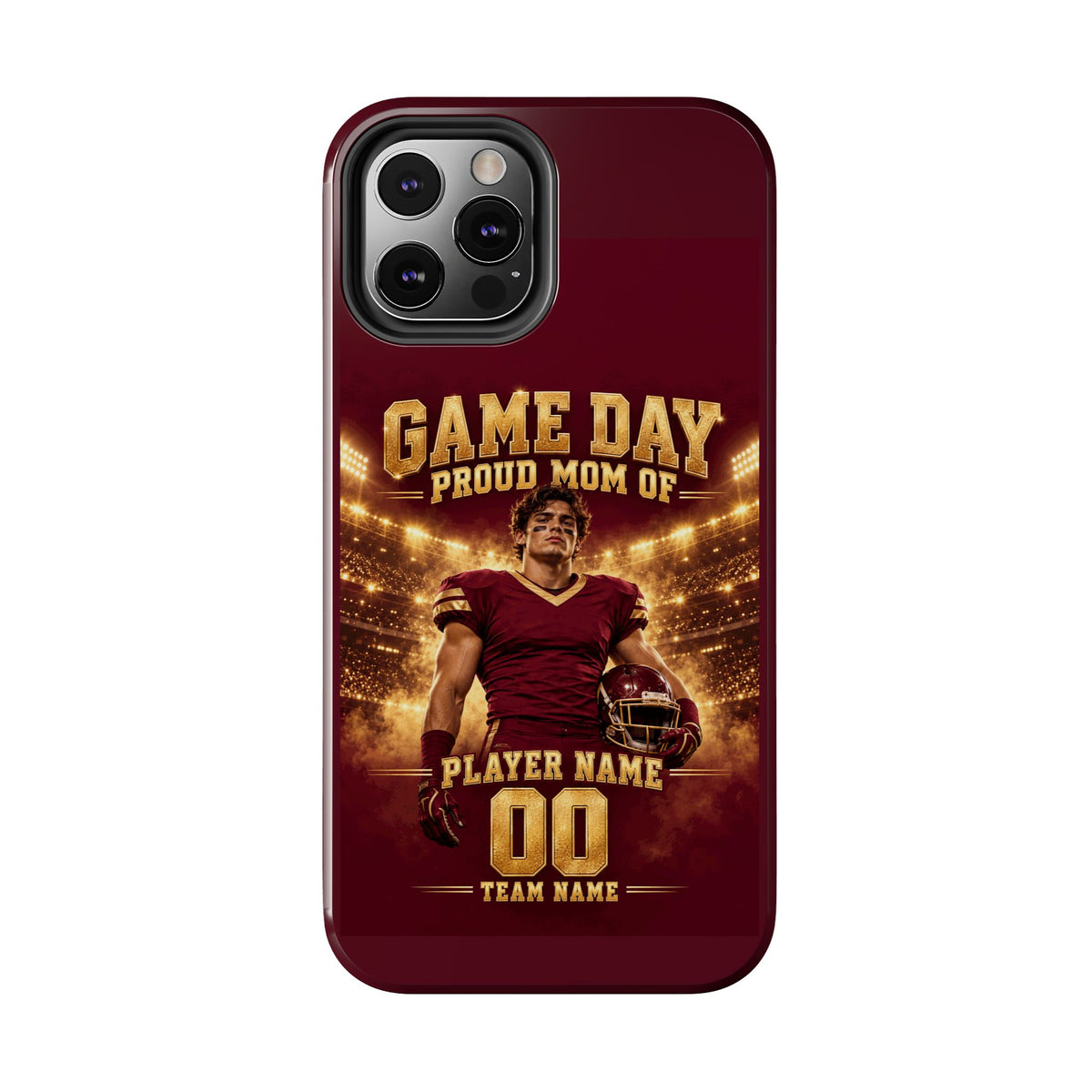 Personalized Game Day Proud Mom Photo Phone Case – Burgundy & Gold