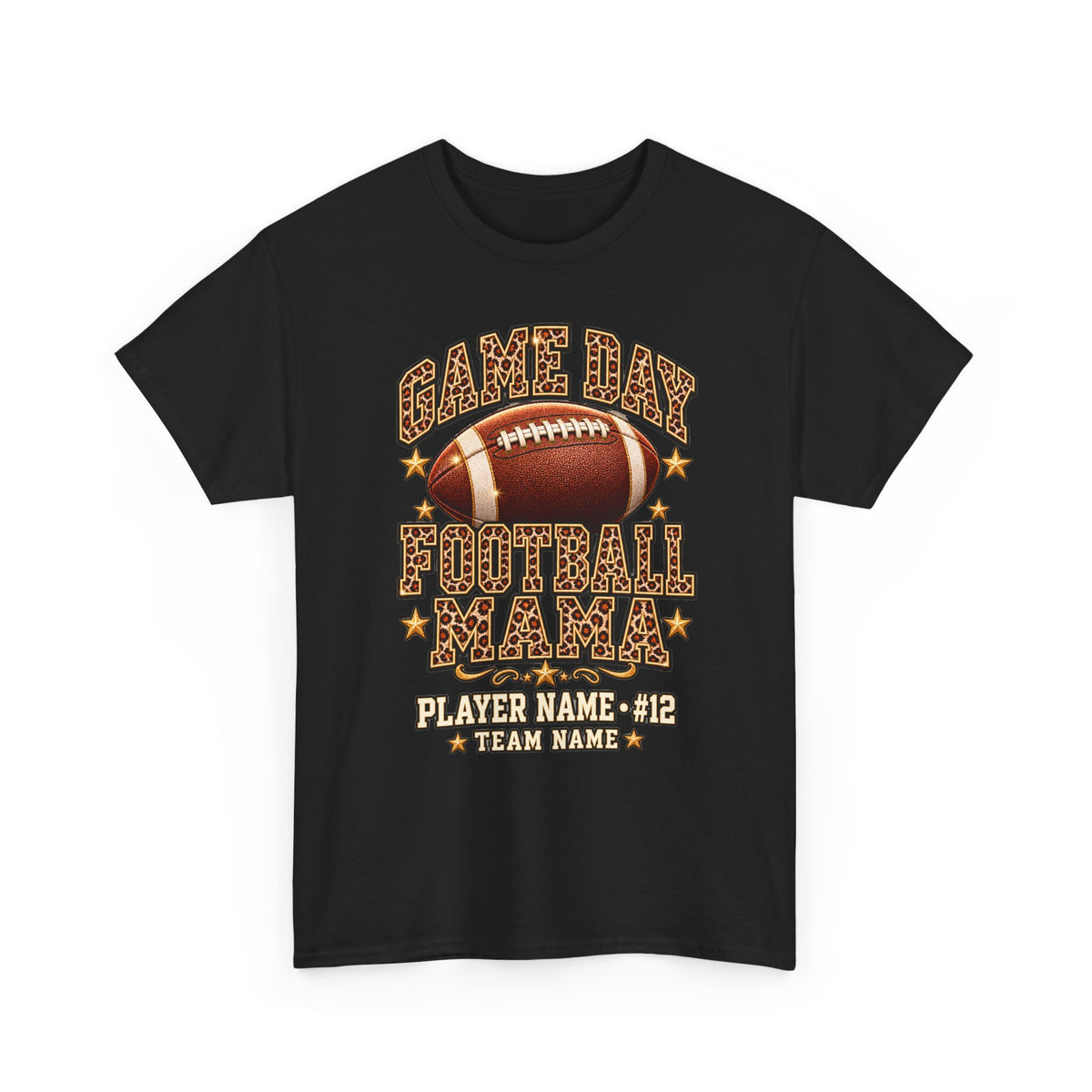 Personalized Game Day Football Mama Shirt — Leopard Gold