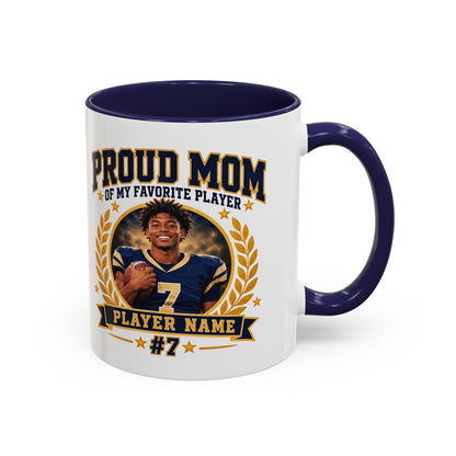 Personalized Proud Mom Photo Mug – Custom Football Player Name & Number