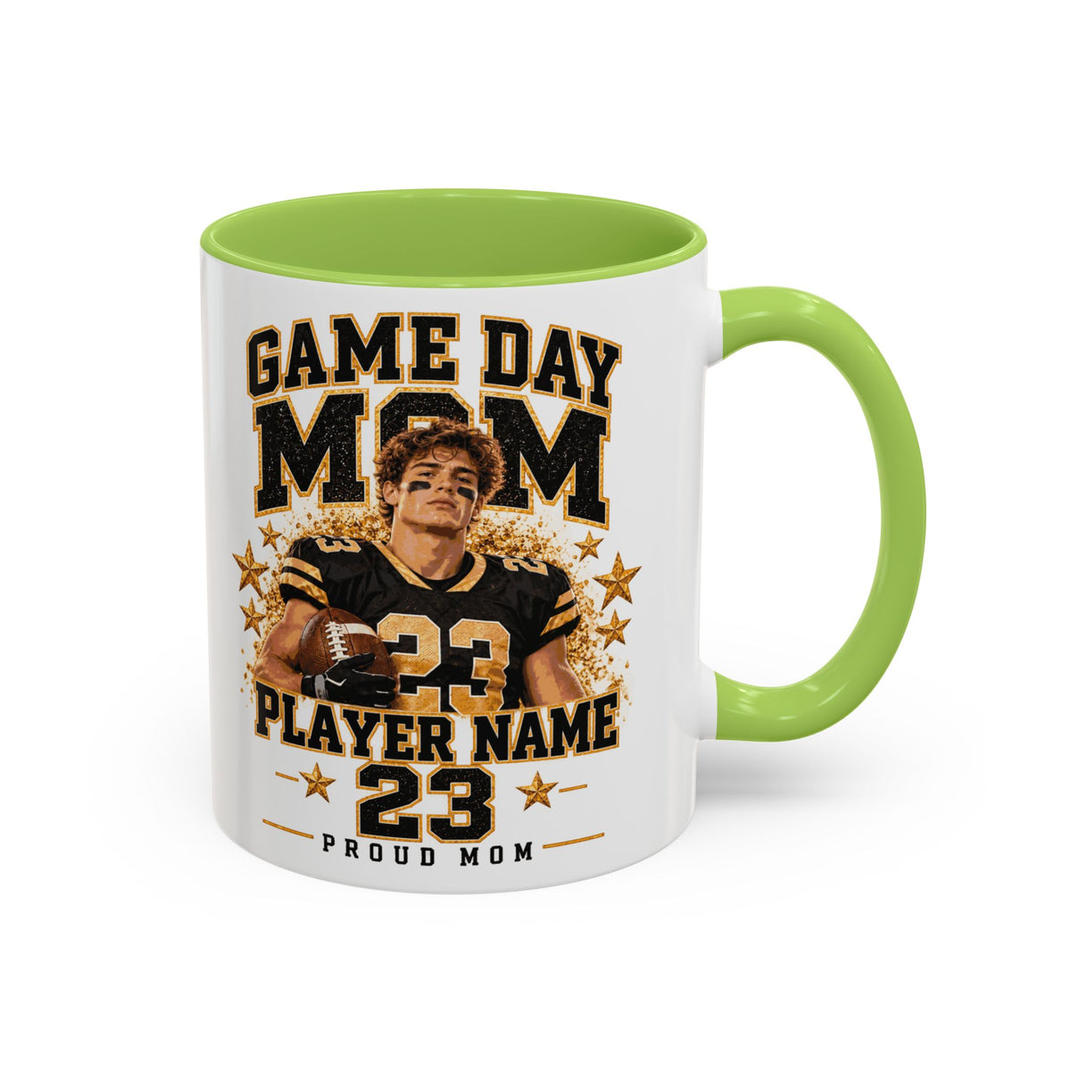 Personalized Game Day Mom Photo Mug – Custom Football Player Name & Number