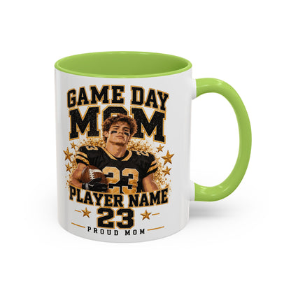 Personalized Game Day Mom Photo Mug – Custom Football Player Name & Number