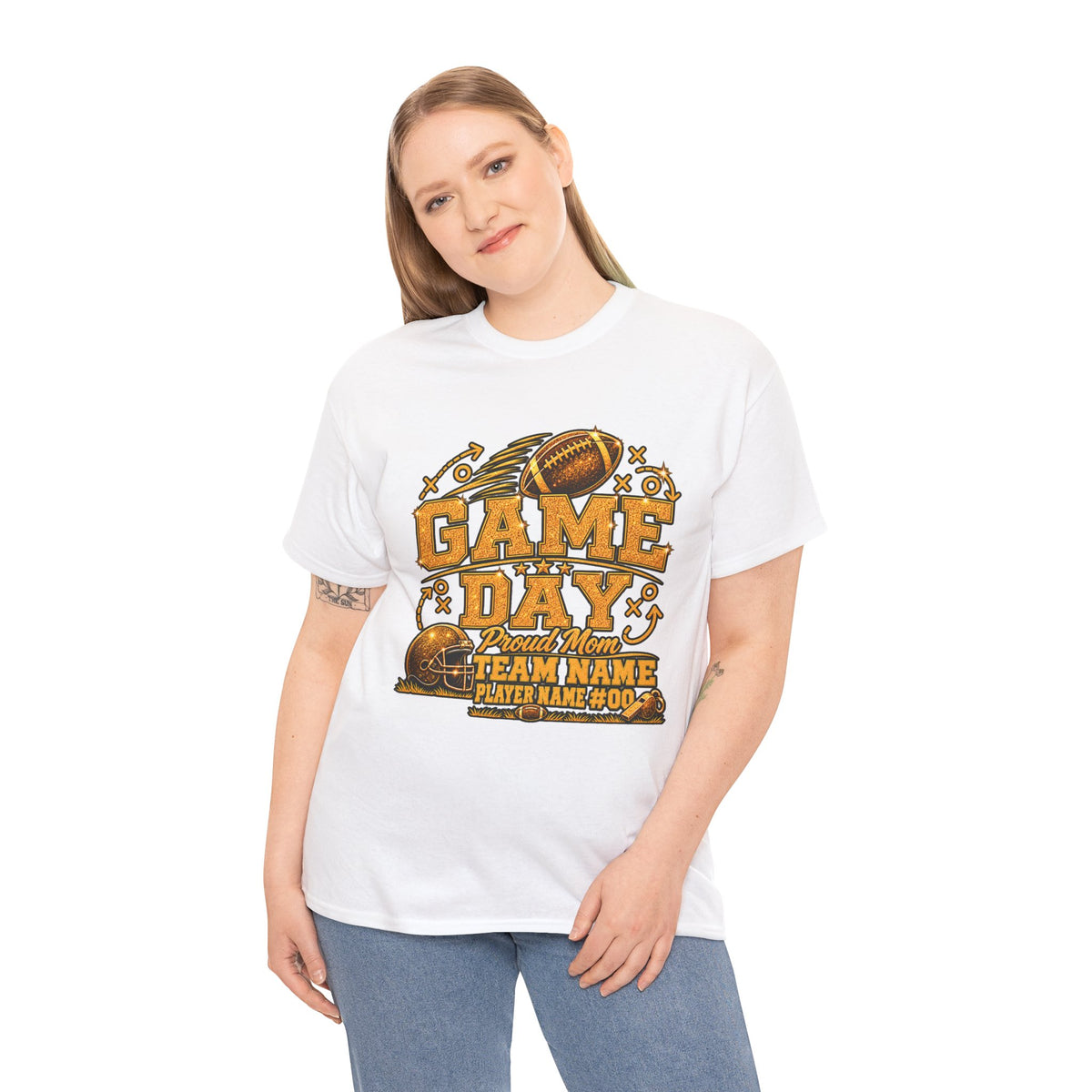 Personalized Football Mom Shirt, Game Day Proud Mom Tee, Senior Mom 2027 Shirt, Custom Player Name Number, Glitter Effect Football Gift