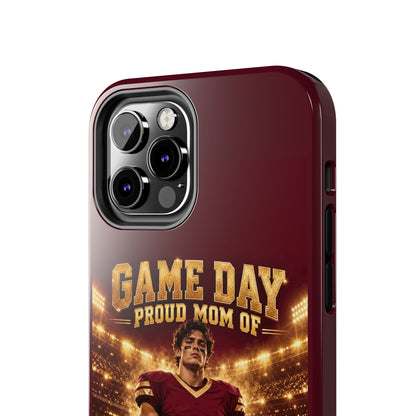 Personalized Game Day Proud Mom Photo Phone Case – Burgundy & Gold