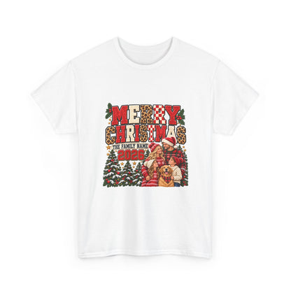 Personalized Merry Christmas Family Photo Shirt — Leopard & Printed Glitter