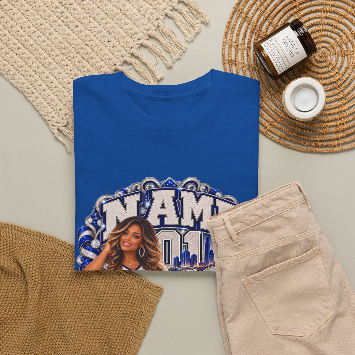 Personalized Football Mom Shirt – Custom Player Name, Number & Team Name – Lady Mascot Game Day Mom Tee – Glitter Effect