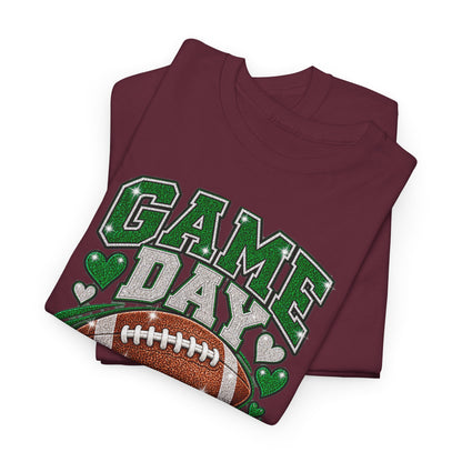 Personalized Game Day Football Grandma Shirt — Emerald Silver