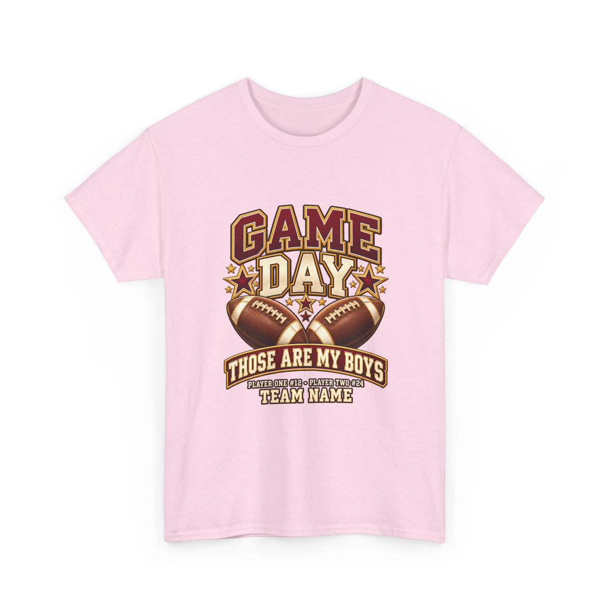 Personalized Game Day Those Are My Boys Shirt — Burgundy Gold