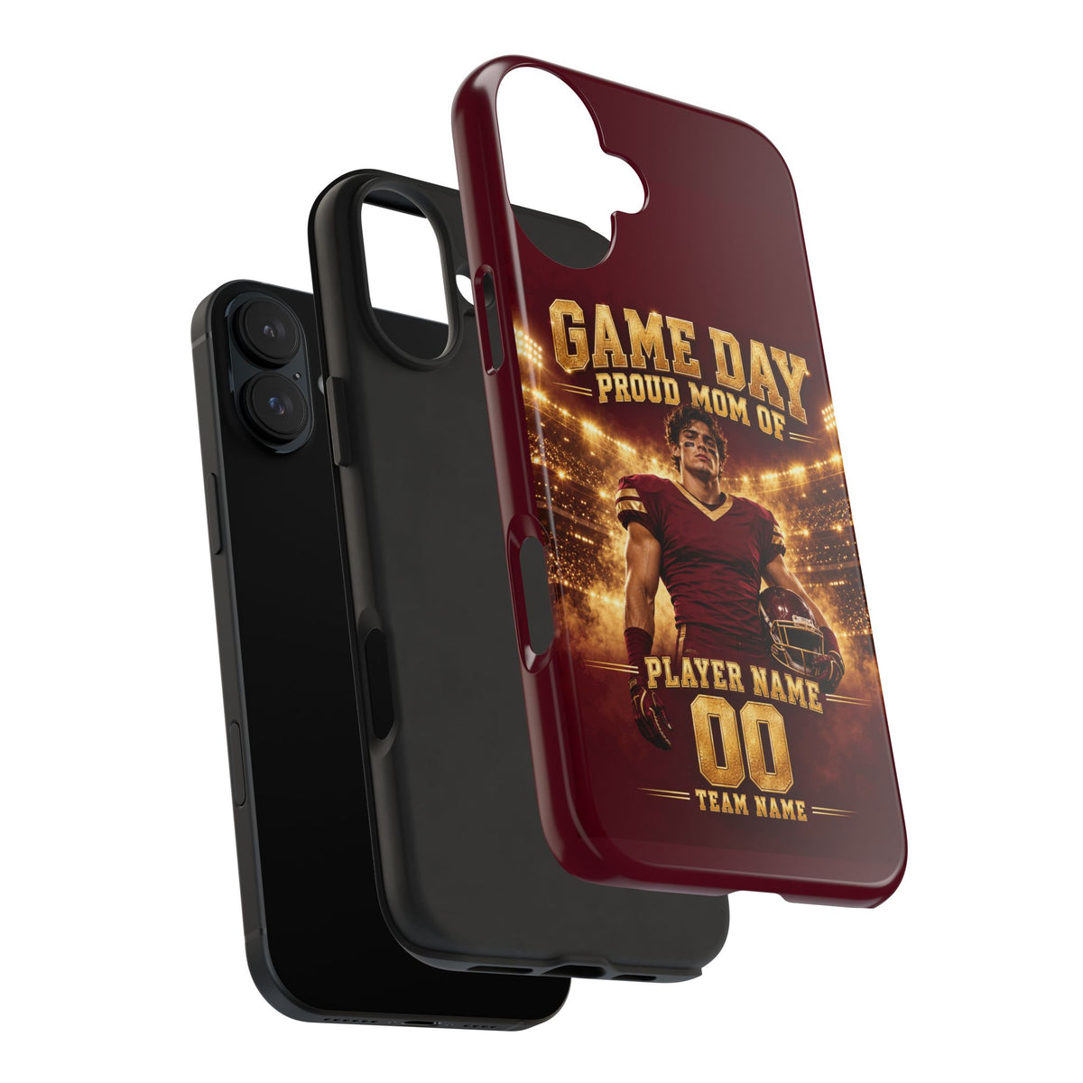 Personalized Game Day Proud Mom Photo Phone Case – Burgundy & Gold