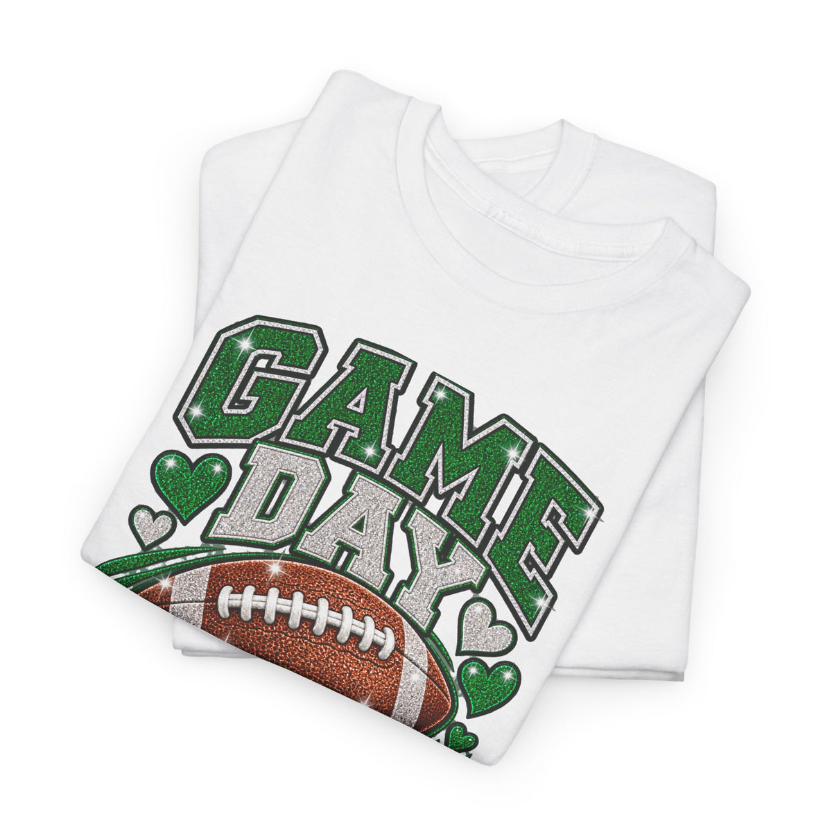 Personalized Game Day Football Grandma Shirt — Emerald Silver