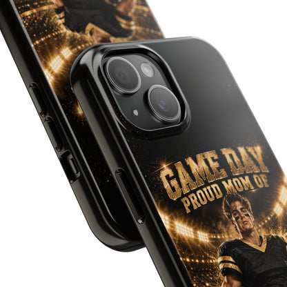 Personalized Game Day Proud Mom Photo Phone Case – Black & Gold