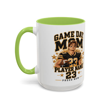 Personalized Game Day Mom Photo Mug – Custom Football Player Name & Number