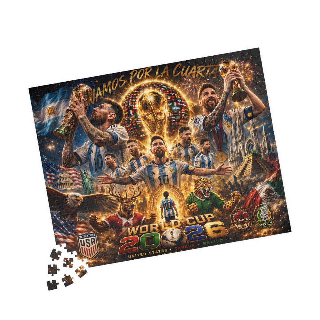 Argentina World Cup 2026 Soccer Puzzle – "Vamos por la Cuarta" (110–1014 pcs)