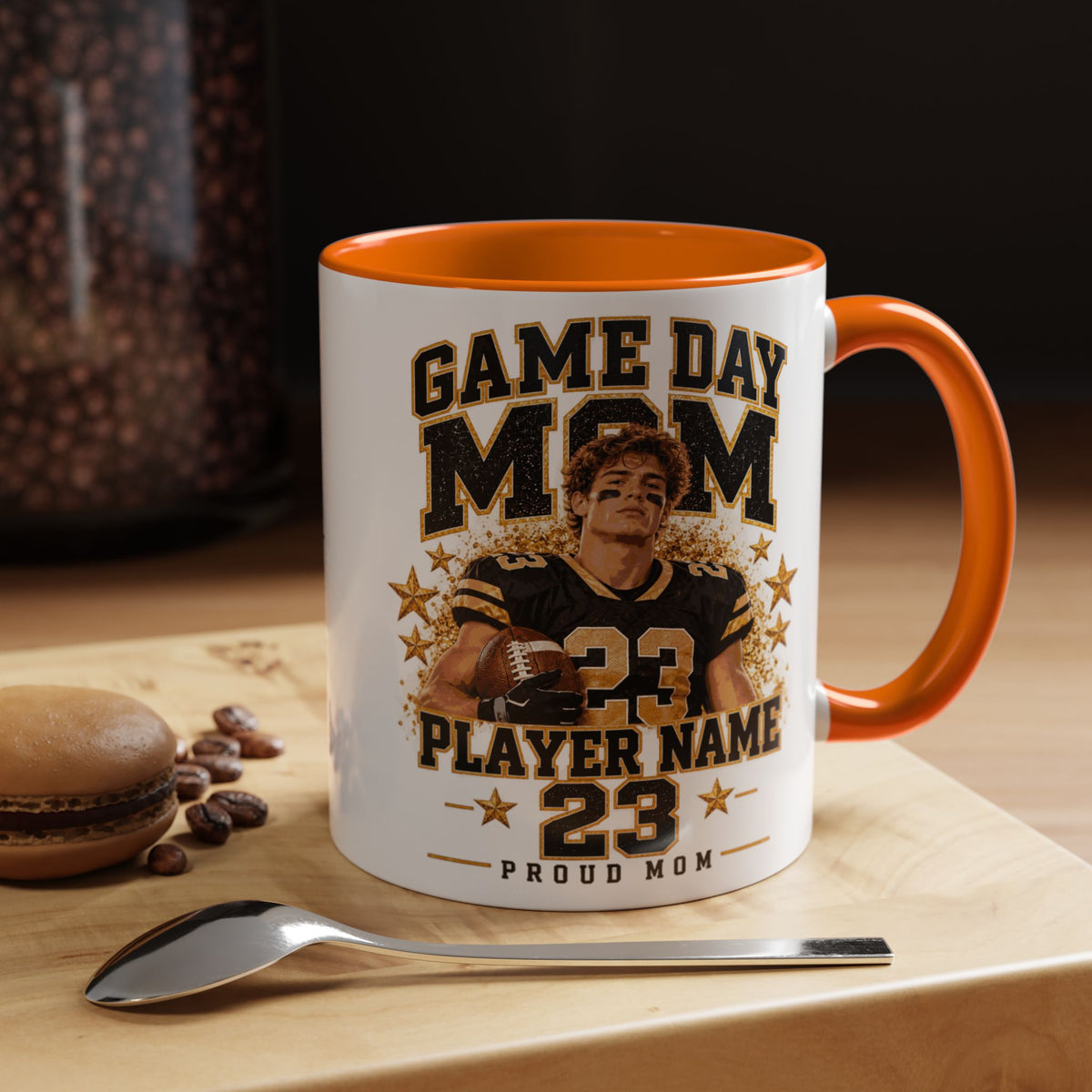 Personalized Game Day Mom Photo Mug – Custom Football Player Name & Number