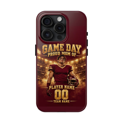 Personalized Game Day Proud Mom Photo Phone Case – Burgundy & Gold