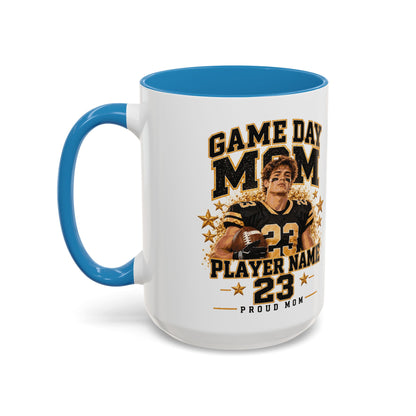 Personalized Game Day Mom Photo Mug – Custom Football Player Name & Number