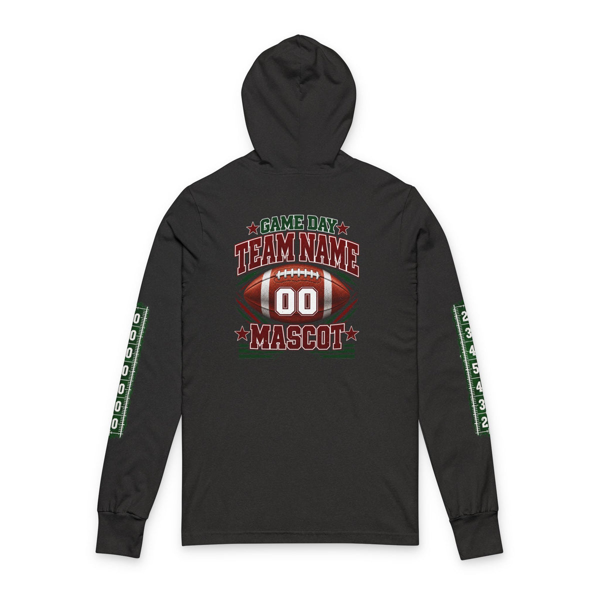 Game Day Football Hoodie Tee — Custom Team Name & Mascot (Number 00)