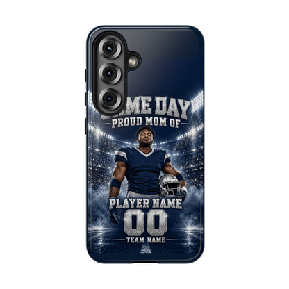 Personalized Game Day Proud Mom Photo Phone Case – Navy & Silver