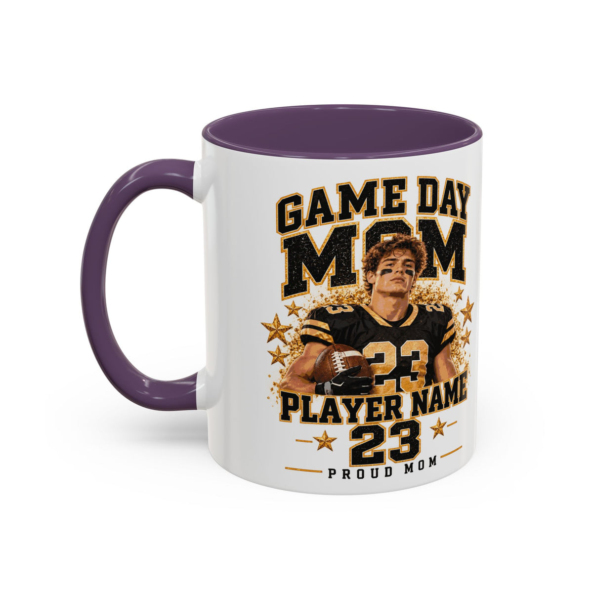 Personalized Game Day Mom Photo Mug – Custom Football Player Name & Number