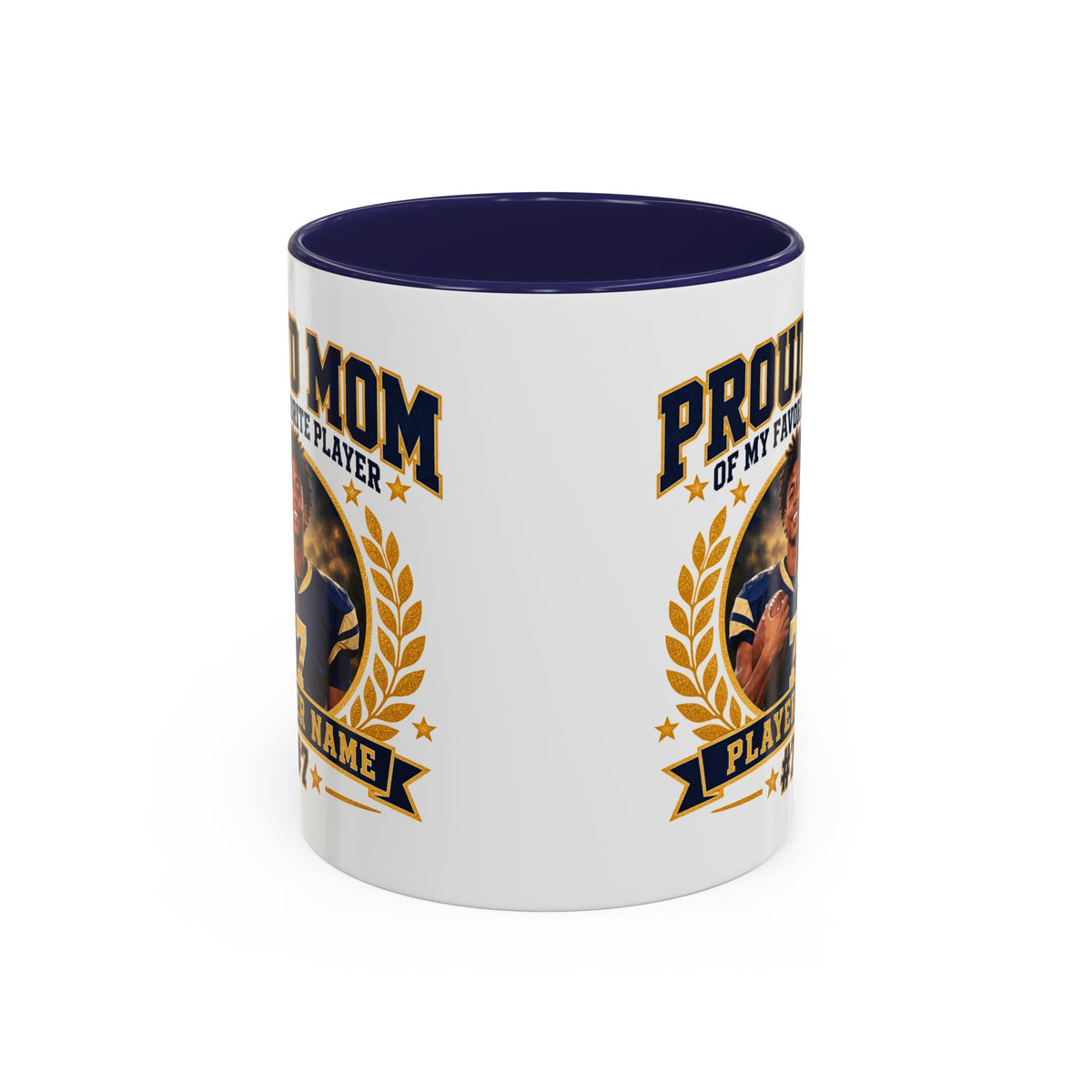 Personalized Proud Mom Photo Mug – Custom Football Player Name & Number