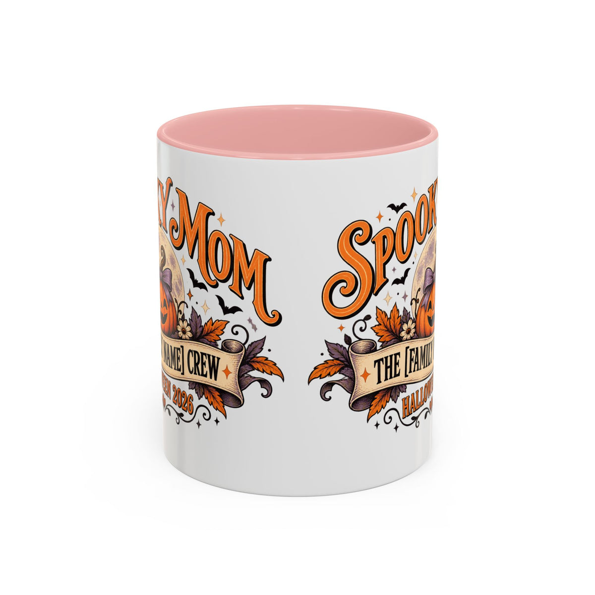 Personalized Spooky Mom Halloween Mug, Custom Family Name Coffee Cup, Halloween Mom Gift, Pumpkin Mug, Fall Gift for Mom