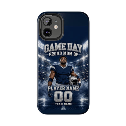 Personalized Game Day Proud Mom Photo Phone Case – Navy & Silver
