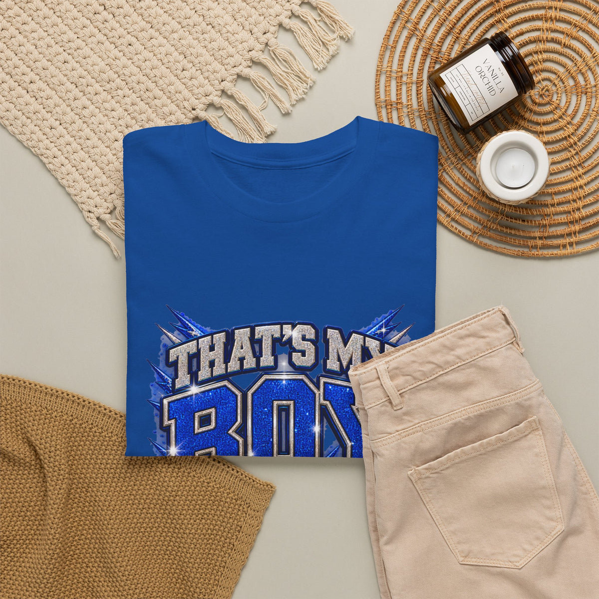 Personalized That's My Boy Football Mom Shirt – Blue Silver, Proud Mom of, Custom Player Name Number & Team