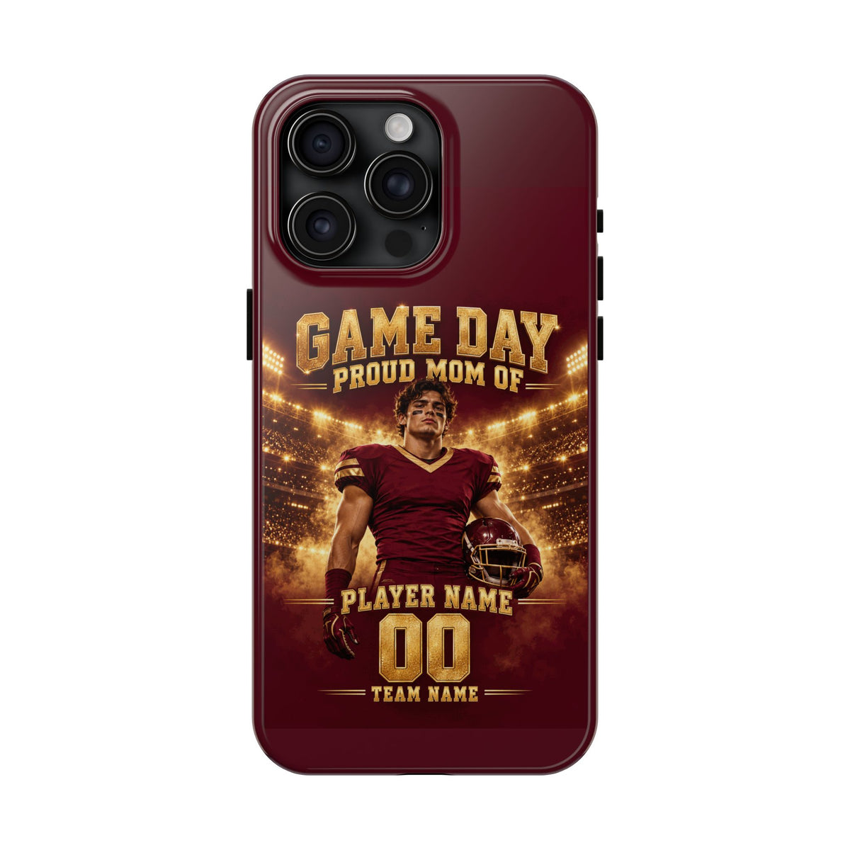 Personalized Game Day Proud Mom Photo Phone Case – Burgundy & Gold